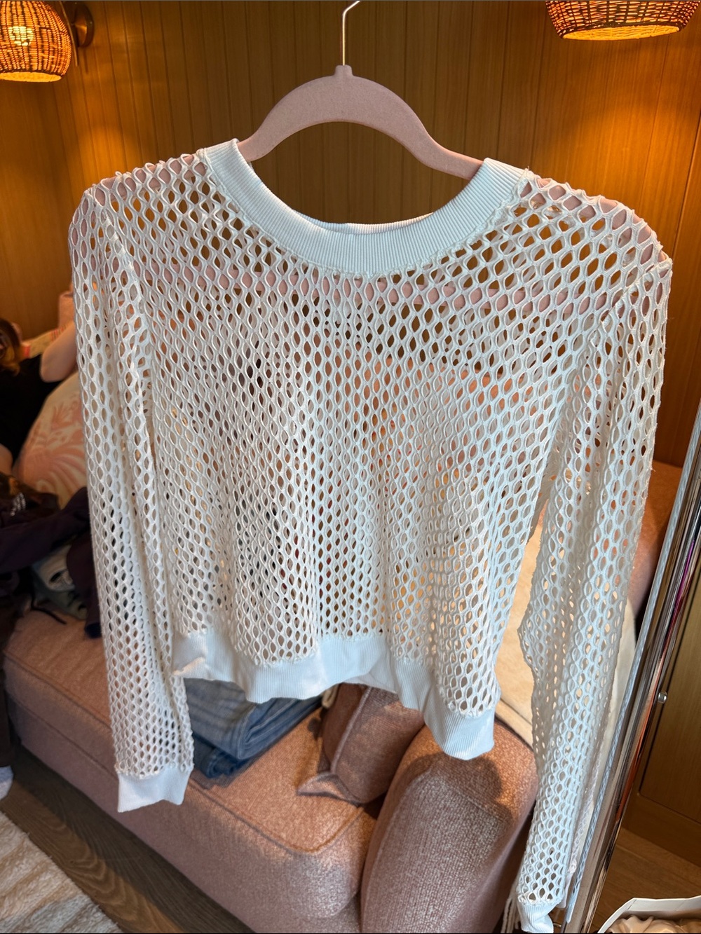 ALO Yoga White Open Mesh Pullover